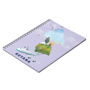 Carnet affiche illustrée de la carte au Guyana
