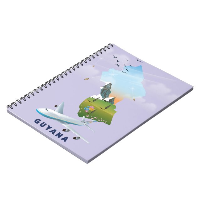 Carnet affiche illustrée de la carte au Guyana (Côté gauche)