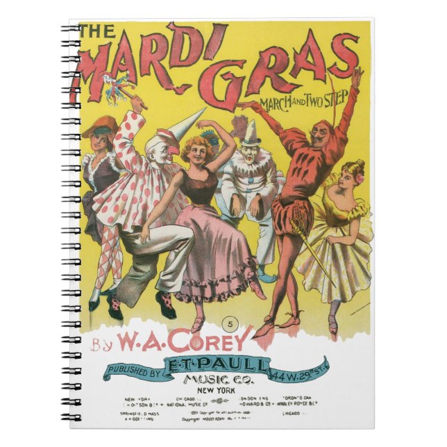 Carnet Affiche jaune antique Mardi Gras (Devant)