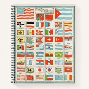 Carnet Affiche pédagogique vintage des drapeaux de toutes