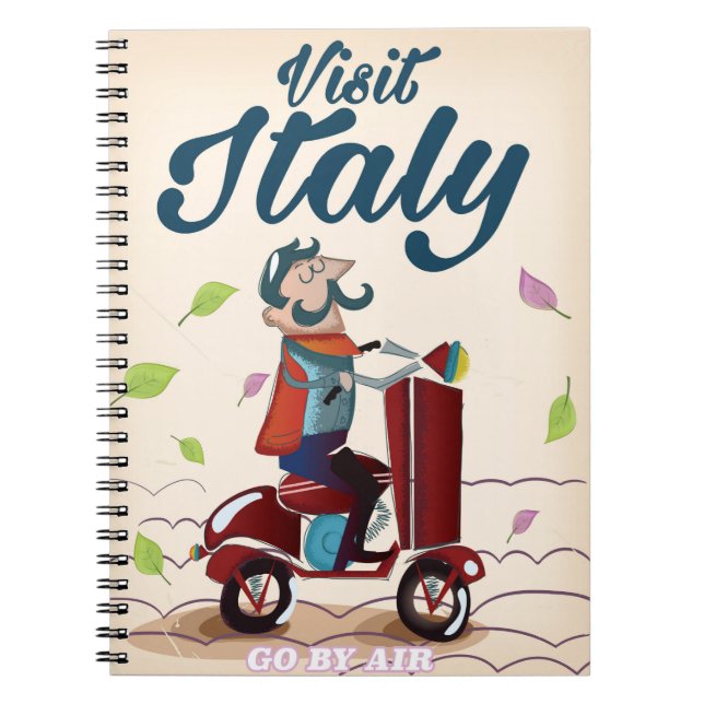 Carnet Affiche rétro de scooter de dessin animé italien (Devant)