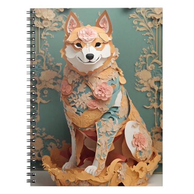 Carnet Affiche Shiba Inu papier couleur pastel Rococo (Devant)