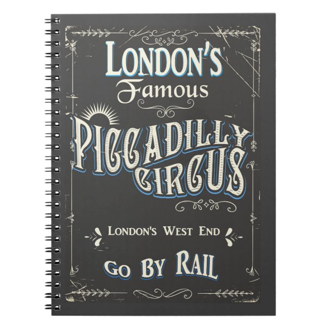 Carnet Affiche vintage Piccadilly Circus Londres (Devant)