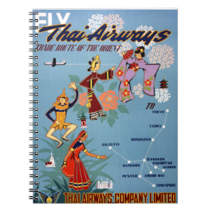 Carnet Affiche vintage thaïlandaise de transports aérie