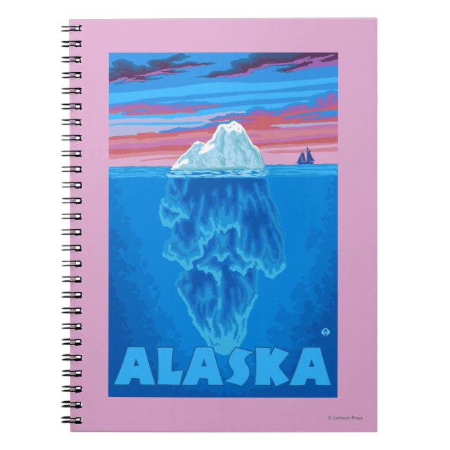 Carnet Affiche Vintage voyage AlaskaIceberg (Devant)