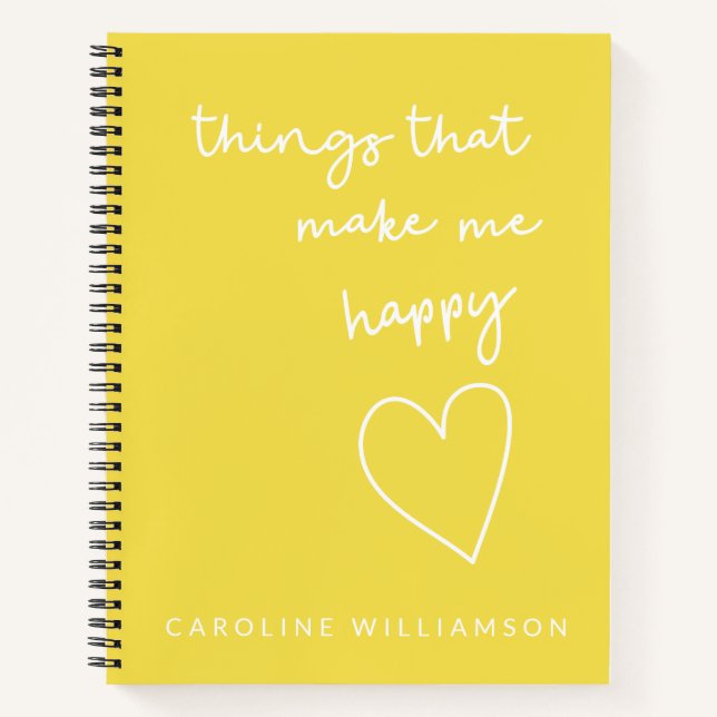 Carnet Affirmation positive personnalisée Gratitude jaune (Devant)