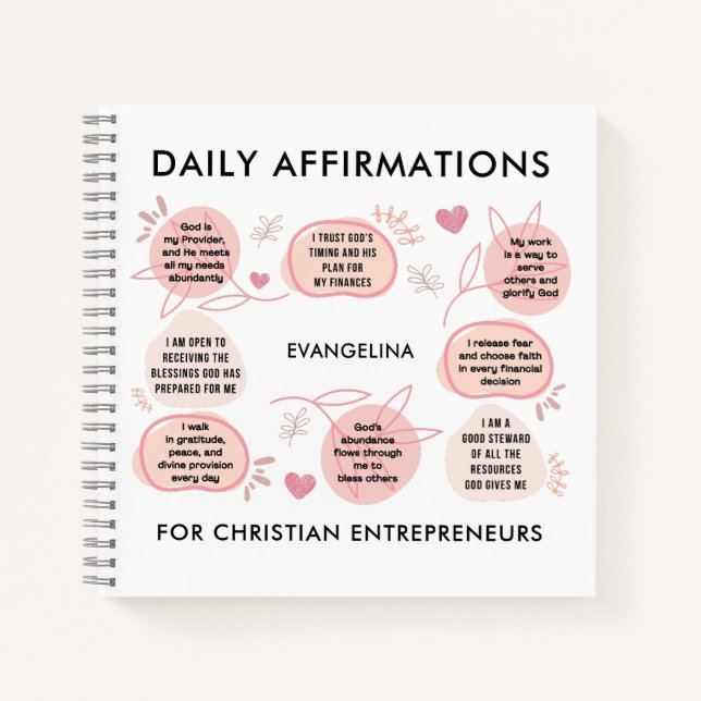 Carnet Affirmations quotidiennes de prière pour entrepren (Devant)