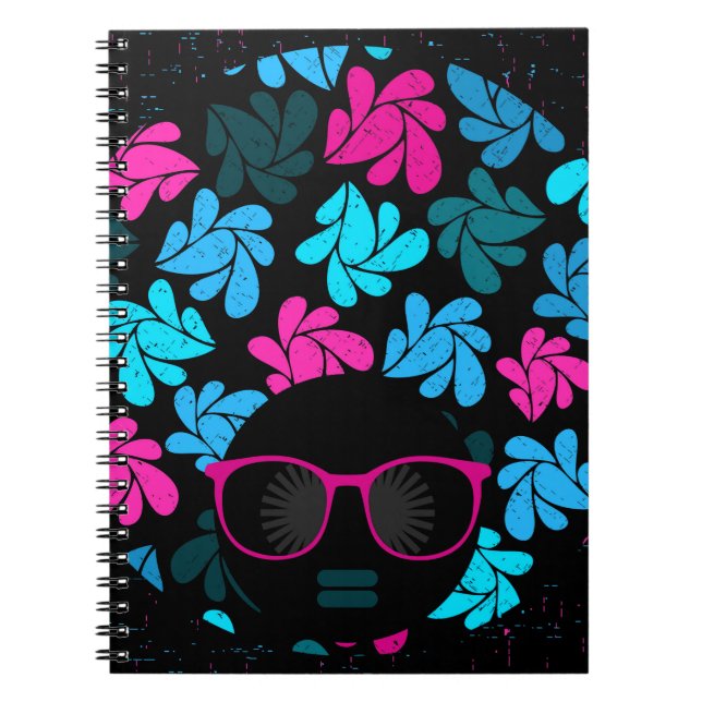 Carnet Afro Diva Turquoise & Rose Chaud (Devant)