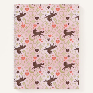 Carnet Afro Unicorn Coeur et Star Motif rose