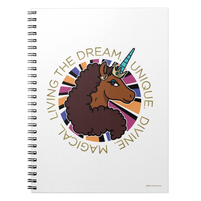 Carnet Afro Unicorn Living the Dream Design (Devant)