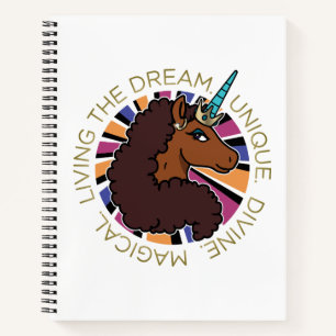 Carnet Afro Unicorn Living the Dream Design