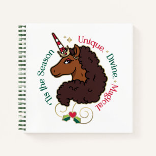 Carnet Afro Unicorn 'Tis Season Holiday Unicorn