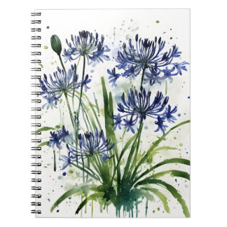 Carnet Agapanthus - Fleurs aquarelle étui pour iPad mini