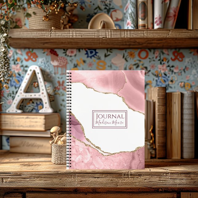 Carnet Agate De Broussage rose Et De Parties scintillant  (Créateur téléchargé)