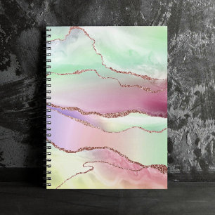 Carnet Agate de pastèque Neo Mint Green et Cassis Pink