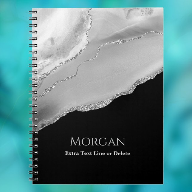 Carnet Agate et Parties scintillant argentée, nom et lign (Créateur téléchargé)