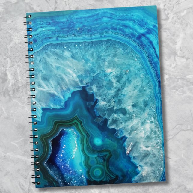 Carnet Agate moderne en marbre bleu (Modern Blue Marble Agate notebook)