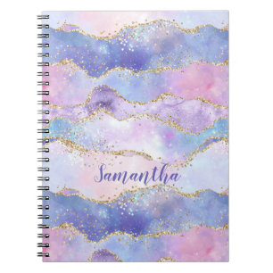 Carnet Agate Monogramme Pailleté Bleu Rose Violet Tendanc