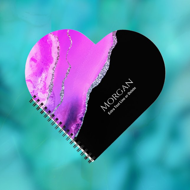 Carnet Agate violet, Parties scintillant argentée, nom et (Créateur téléchargé)