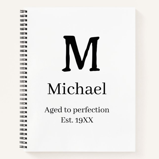 Carnet Aged to perfection est. 19XX monogram name letter  (Devant)