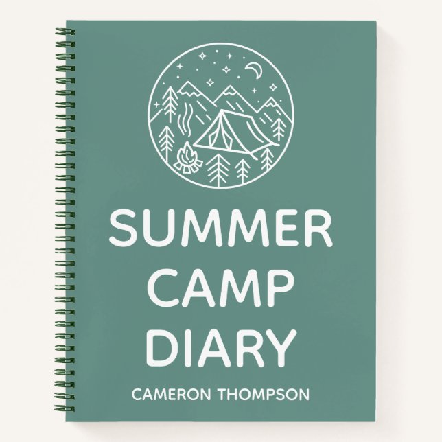 Carnet Agenda de camp d'été personnalisé vert (Devant)