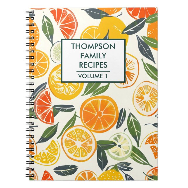 Carnet agrumes de mandarine orange Recette personnalisée (Devant)