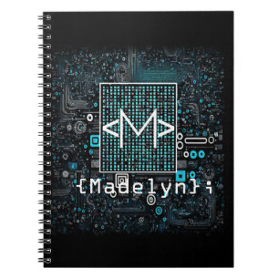 Carnet Ai - Technologie - Codage Monogramme - Lettre M