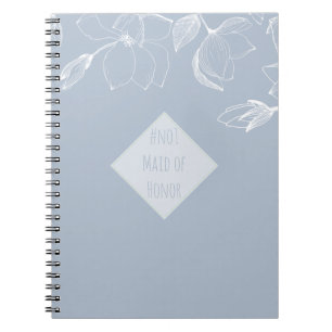 Carnet AIDE D'HONNEUR CADEAU Bleu Dusty Magnolias Blancs