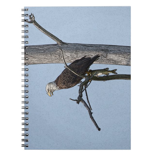 Carnet Aigle Bald avec un poisson (Devant)