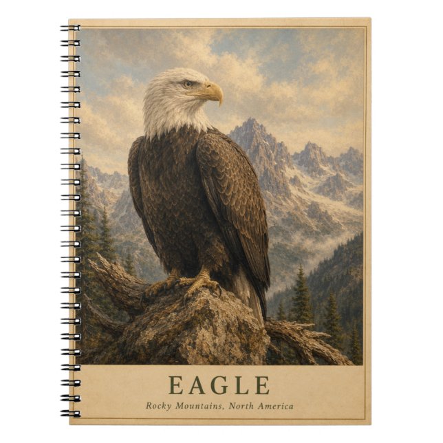 Carnet Aigle Montagnes Rocheuses VINTAGE (Devant)