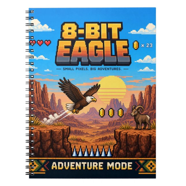 Carnet Aigle, Pixel Art Rétro 8 Bits (Devant)