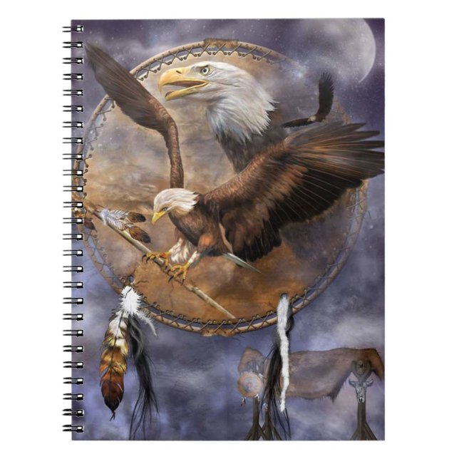 Carnet Aigles chauves, Dreamcatcher et plumes (Devant)