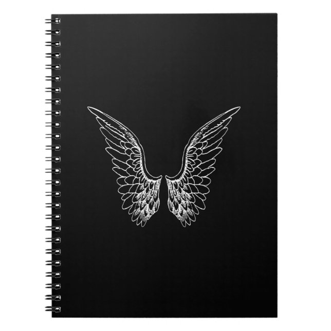Carnet Ailes blanches d'ange sur l'arrière - plan noir (Devant)