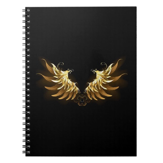Carnet Ailes d'ange dorées sur fond noir (Devant)