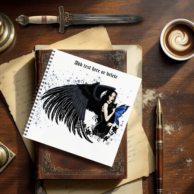 Carnet Ailes d'ange gothiques Chat noir Fée bleue (Créateur téléchargé)