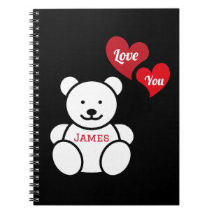 Carnet Aimez-vous Ours et Coeurs Teddy, Personnalisé