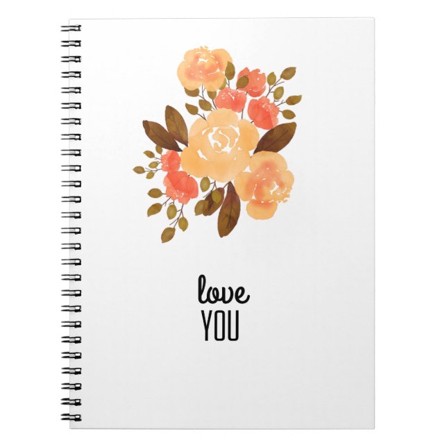 Carnet Aimez-vous Vintage Orange Fleurs Rouges Florales (Devant)