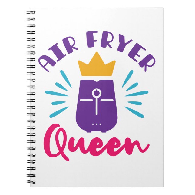 Carnet Air Fryer Queen Cook Chef Cuisine Femmes Filles (Devant)