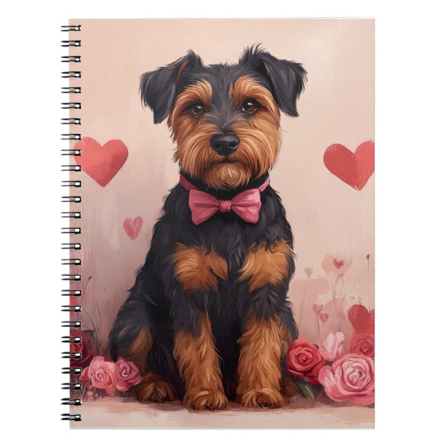 Carnet Airedale avec des Roses - Saint-Valentin (Devant)