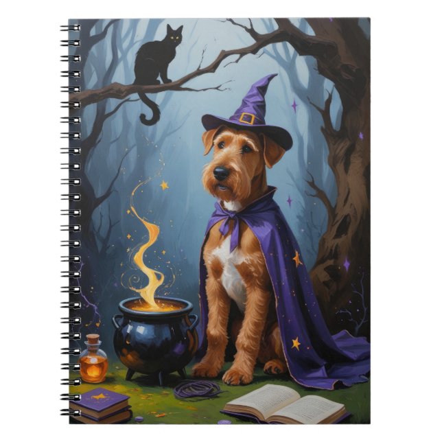 Carnet Airedale Chien Whimsical Halloween Peinture (Devant)