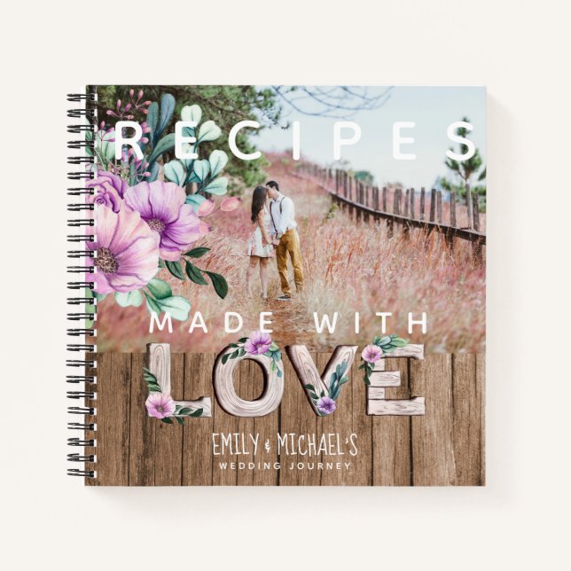 Carnet Ajouter 4 PHOTOS Rustic Flower NEWLYWEDS MARIAGE (Devant)
