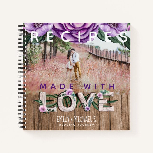 Carnet Ajouter 4 PHOTOS Rustic Flower NEWLYWEDS MARIAGE (Devant)