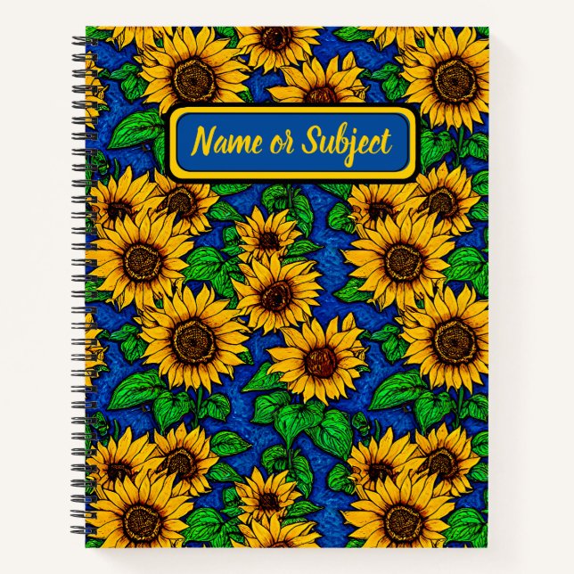 Carnet Ajouter le nom Golden Sunflowers & Feuilles sur Da (Devant)