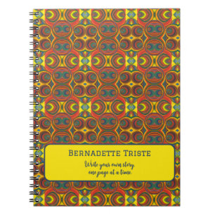 Carnet Ajouter le nom Red Yellow Orange Owl Inspiré Motif