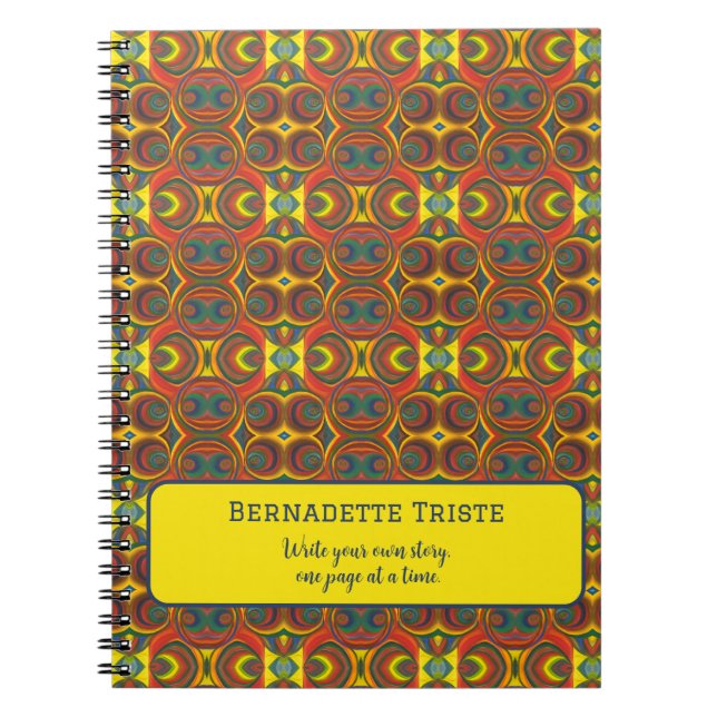 Carnet Ajouter le nom Red Yellow Orange Owl Inspiré Motif (Devant)