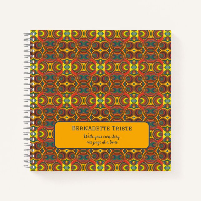 Carnet Ajouter le nom Red Yellow Orange Owl Inspiré Motif (Devant)