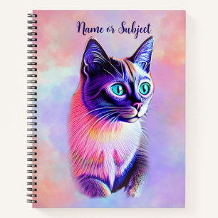 Carnet Ajouter le nom Texte, Pastels Peint Chat Siamais