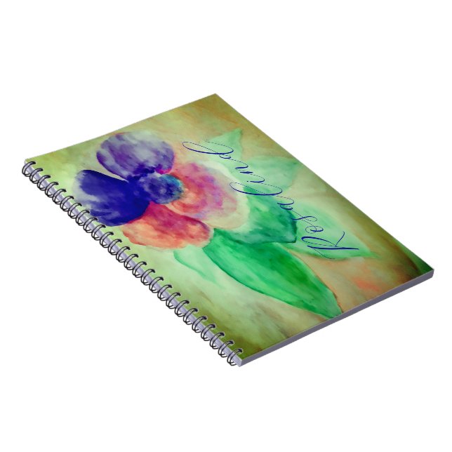 Carnet Ajouter le nom Violet Bleu et rose Pastel Floral (Côté Droit)