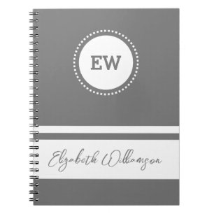 Carnet Ajouter les initiales et le nom blanc et gris