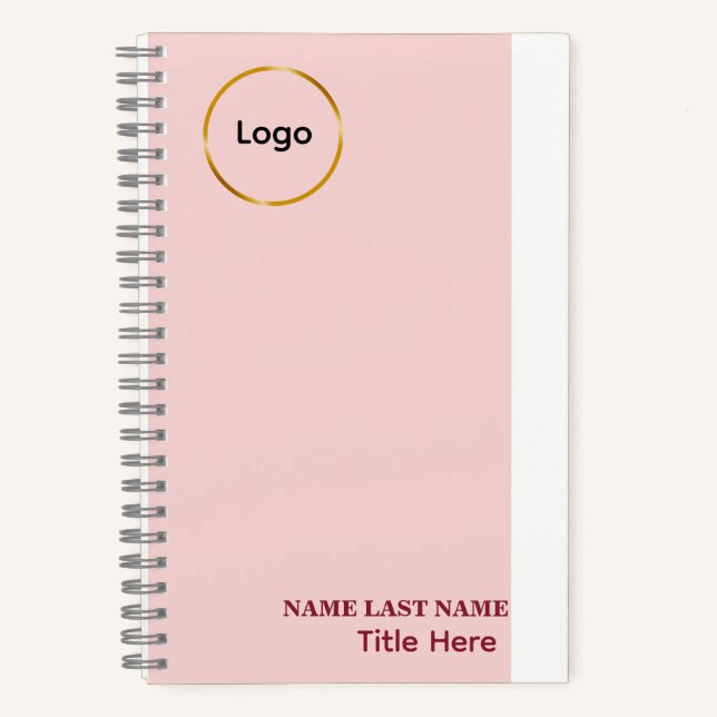 Carnet Ajouter un logo Simple Blush Rose  Nom Titre (Recto)